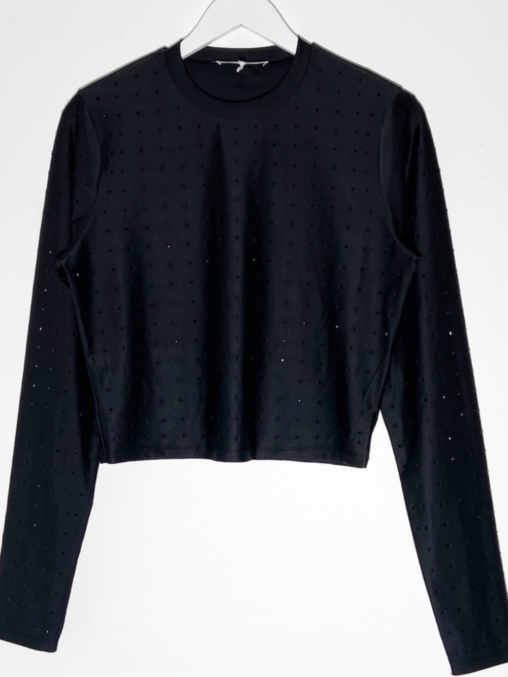 FRAME Black Rhinestone Embellished Long Sleeve Top